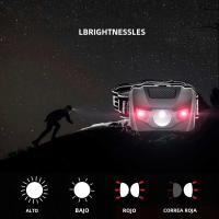 Lámpara Frontal LED Impermeable Con 4 Modos Luz Roja Destellante Super Brillante Incluye Correa Para Cabeza Torcha AAA Para Camping Pesca Caza - details 6