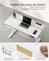 Escritorio eléctrico ajustable en altura, 60x120 cm, ajuste continuo, con 4 memorias de altura, toma de enchufe, usb integrado, disponible en blanco, marrón rústico y roble - details 2