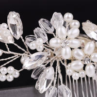 Diadema De Boda Con Flor De Cristal Y Perla Peine Para El Cabello Accesorios De Joyería Para Fiesta Y Celebraciones - details 10