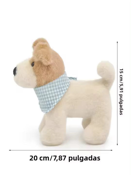 Muñeco De Peluche De 20cm Fox Terrier De Hilo Con Bib Juguete Suave Y Almohadilla Para Niños Decoración De Hogar Regalo De Cumpleaños Animal De Peluche Adorable Para Todas Las Edades - 1