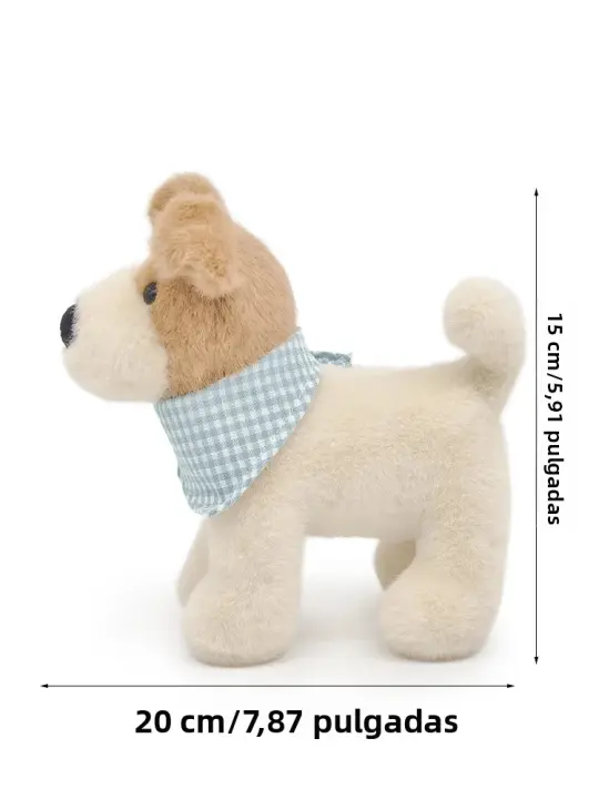 Muñeco De Peluche De 20cm Fox Terrier De Hilo Con Bib Juguete Suave Y Almohadilla Para Niños Decoración De Hogar Regalo De Cumpleaños Animal De Peluche Adorable Para Todas Las Edades - 1