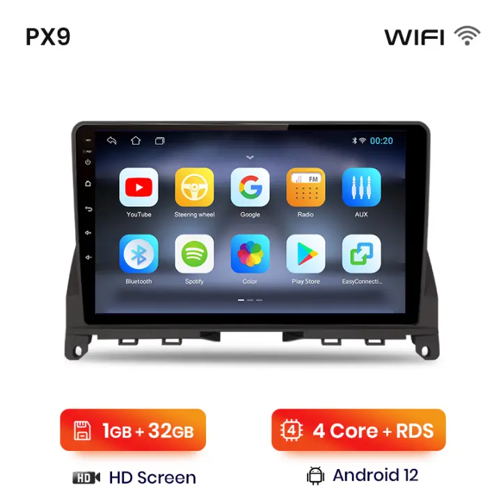 AWESAFE inalámbrico CarPlay Android Auto Radio para Mercedes Benz C-Class W204 S204 2007 2008 2009 2010 coche reproductor multimedia GPS 2 din autoradio volante controles RDS Bluetooth - 1