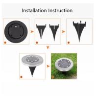Outdoor solar lights, 8 garden lights, 8LED solar stainless steel underground lights - details 6