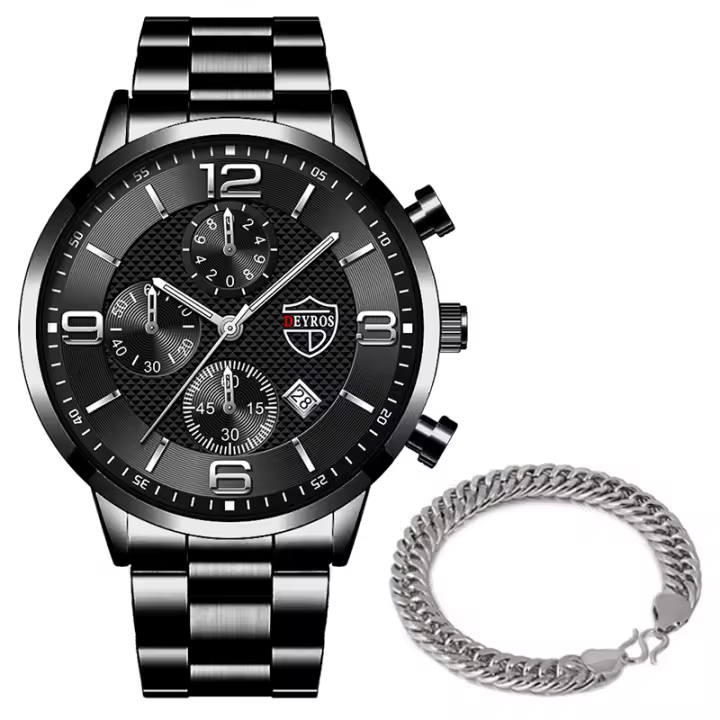 Reloj De Negocios Para Hombre Relogio Masculino Lujo Acero Inoxidable Cuarzo Pulsera Plateada Calendario Manos Luminosas Estilo Casual - 1
