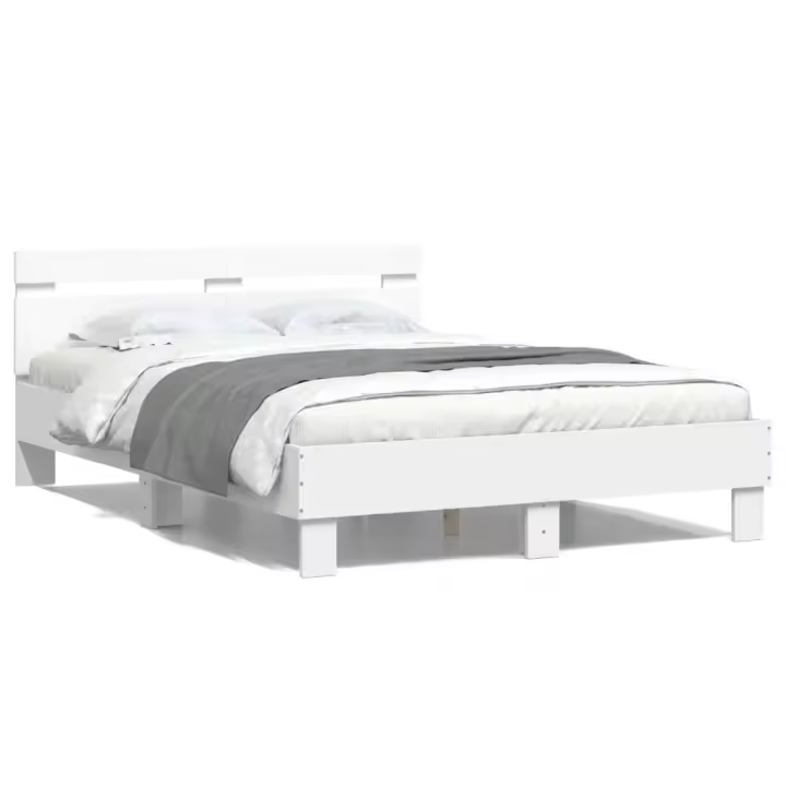 vidaXL Estructura cama con cabecero madera ingeniería blanco 120x200cm - 1
