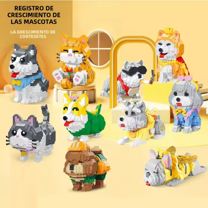 Kit De Bloques De Construcción Para Niños Con Modelos De Mascotas Lindas Como Shiba Inu Corgi Husky Y Gato Azul Decoración De Escritorio Juguete DIY Para Fiestas De Navidad Y Cumpleaños - 1
