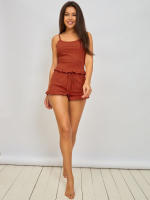 Conjunto De Pijama Para Mujer Ropa De Dormir Cómoda De Algodón Sintético Con Estilo Sexy Top De Hombros Y Shorts Shorts De Verano Casual Para El Hogar - details 11