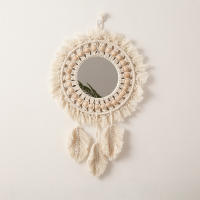 Espejos de pared de macramé hechos a mano que cuelgan con flecos para Apartamento, Sala de estar, Dormitory, Dormitory, Espejo de pared Moderno para decoración del Hogar - details 0