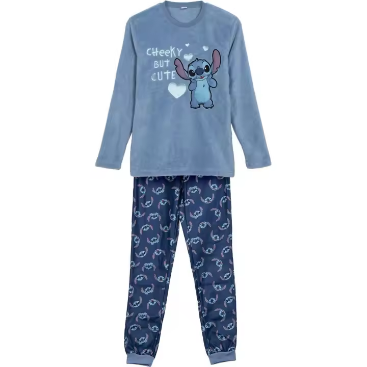 CERDÁ LIFE'S LITTLE MOMENTS - Pijama Largo Coral Fleece Stitch Pijama Largo de Algodón | Conjunto Cómodo y Elegante para Dormir y Descansar | Pijama Stitch con Fácil Cuidado - 1