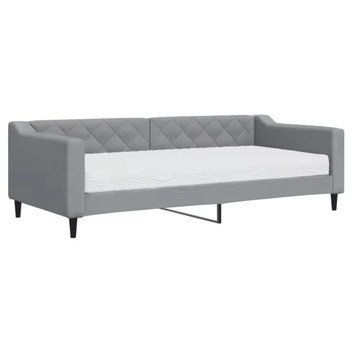 vidaXL Sofá cama con colchón tela gris claro 90x200 cm - 1