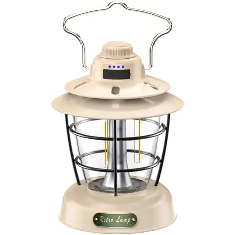Lámpara de camping recargable, linterna de camping vintage de 4500 mAh con USB y 3 modos de iluminación, para jardín, senderismo, pesca al aire libre(blanco) - 1