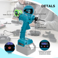 Soldador Eléctrico 75W Con Pantalla LCD De Temperatura Ajustable Herramienta De Soldadura Y Reparación Compatible Con Batería Makita 18V (No Incluye Batería) - details 2