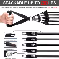 Set De Bandas De Resistencia Para Ejercicio 5 Tubos Con Anclaje De Puerta Manijas Para Piernas Y Tobillos Y Barril De Fitness - details 1