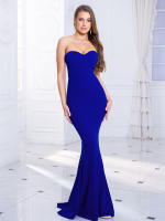 Vestido De Noche Largo Sin Mangas Y Espalda Descubierta Ajustado Hasta El Suelo Para Bodas Y Fiestas De Compromiso Rojo Azul - details 1