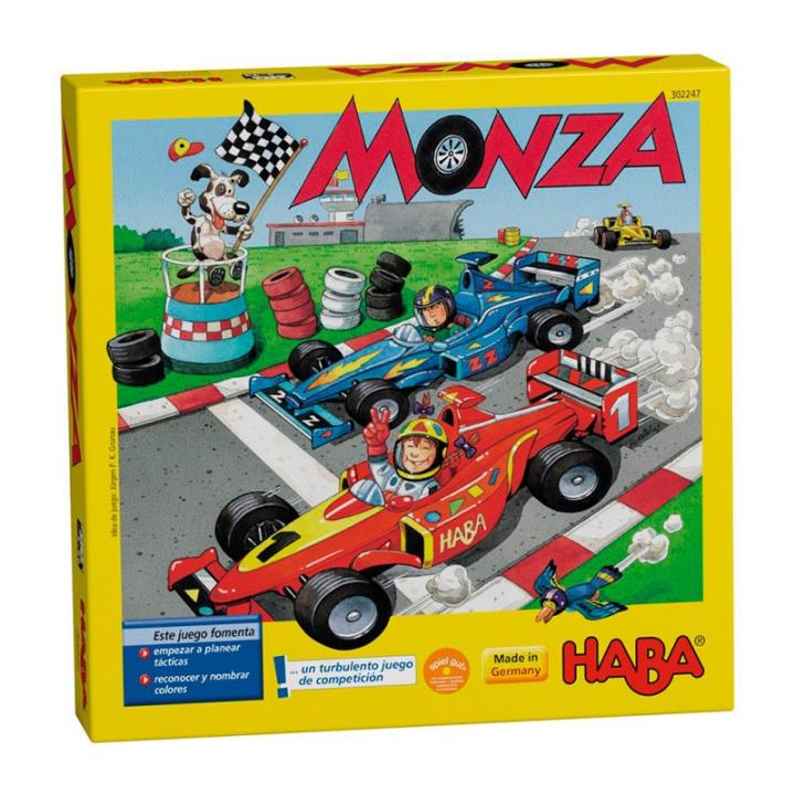 Haba Monza Juego de Mesa de Carreras - Avance por Casillas - Dados de Colores - Partida de 15 Minutos