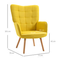 HOMCOM Butaca de Salón Moderna Sillón con Respaldo Alto Reposabrazos Tela de Lino y Patas de Madera de Haya para Comedor Cocina 71x76x101 cm - details 2