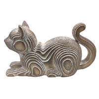CAPRILO REGALOS & DECORACIÓN Figura Rústica Decorativa de Resina "Gato Acostado Ondas". Adornos y Esculturas. Animales. Regalos Originales. Decoración Hogar. 19 x 7 x 11 cm. - details 0