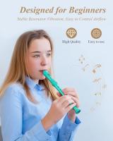 ERS-21GSB Flauta dulce soprano para principiantes y niños, instrumento en clave de Do, ABS, 3 piezas con kit de limpieza, reposapulgar, funda de algodón, tabla de digitación, azul cielo - details 0