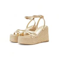 Sandalias mujer cuñas dorado oro plataforma cuña ajuste hebilla planta del pie acolchada mujer comodos y ligeros tendencia 2025  buonarotti - details 1