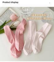 Calcetines Suaves Y Gentle Suxinaimin Estilo Coreano Para Mujer Color Rosado Versátil De Algodón Suave Y Transpirable Para Todas Las Estaciones - details 2