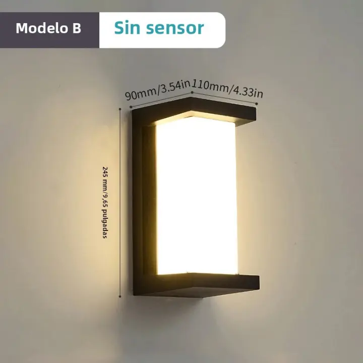 Lámpara De Pared Exterior LED Impermeable IP66 Con Sensor De Movimiento Iluminación Moderna Para Porche Balcón Jardín - 1