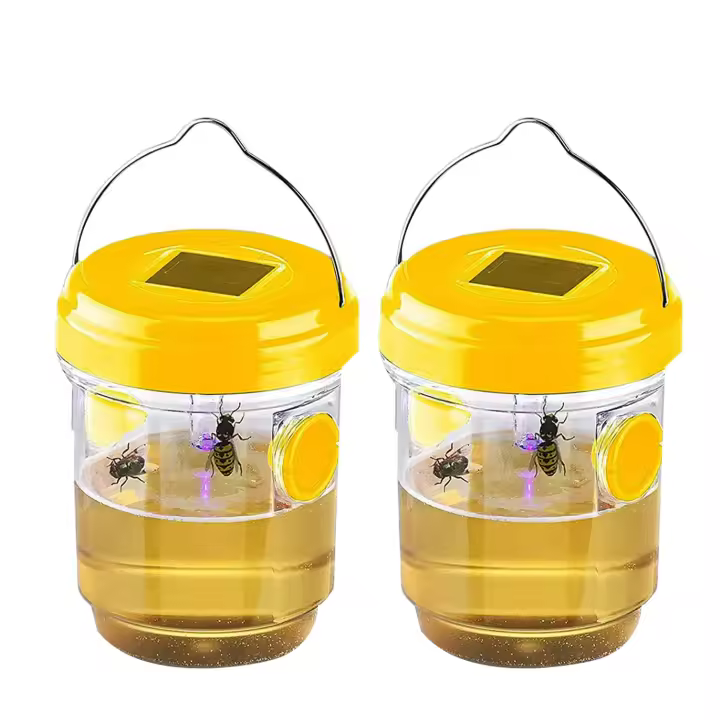 Trampa Solar para avispas para exteriores, colgante con luz para chaquetas amarillas, avispones, trampas para abejas y avispas, paquete de 2 unidades - 1