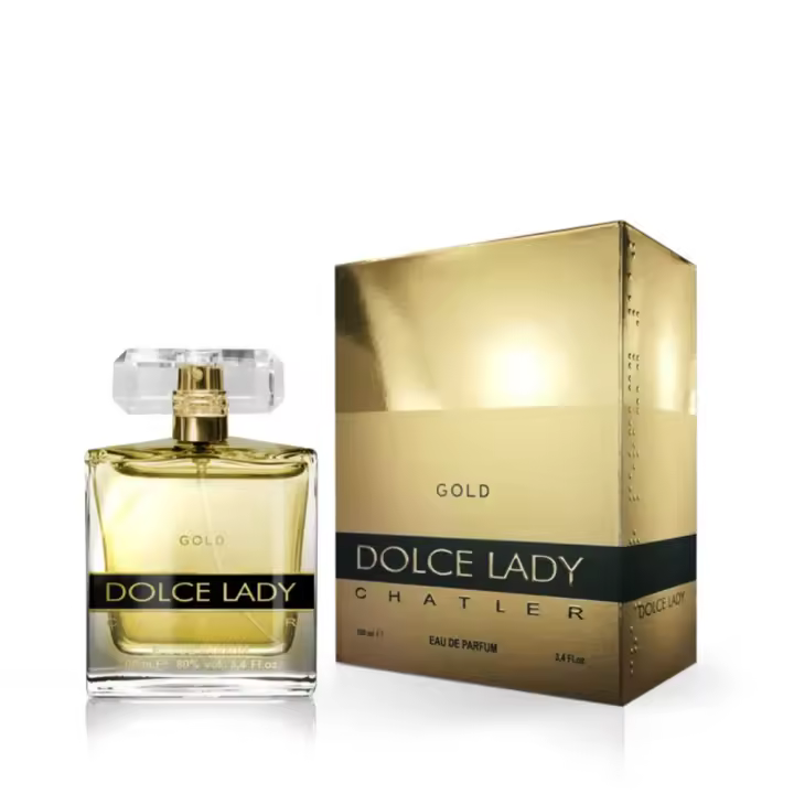 EAU DE PARFUM DOLCE LADY GOLD WOMAN 100ML------SUPERTOP VENTAS----MARCA CHATLER----DURACIÓN LARGA 8 HORAS----- Fragancia de 100 ml para chicas dulces y coquetas - 1