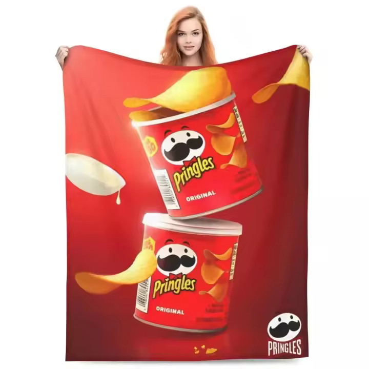 Manta De Terciopelo Coral Con Diseño De Pringles Chips De Papas Divertida Para El Hogar 125x100cm Alfombra Para Adultos - 1