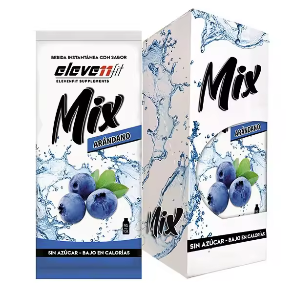 Eleven Fit Mix Instantáneo, Caja de 12 Sobres Sabor Arándano - Prepara 1.5L de Bebida Saludable - Sin Azúcar, Baja en Calorías y Carbohidratos - Ideal para Agua/Leche, Cocinar y Preparar Postres - Mejora tu Dieta - Apto para Adultos y Niños - 1