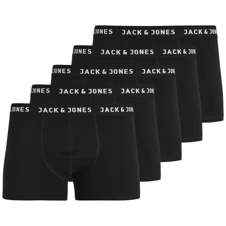 Jack & Jones Calzoncillos para hombre, paquete de 5 - JACHUEY TRUNKS, algodón elástico JACHUEY TRUNKS 5 PACK - 1