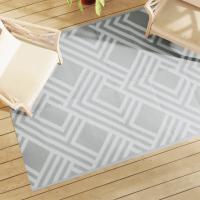 vidaXL Alfombra exterior ARAKIL PP 140x200 cm en color Azul/Negro y gris/Gris y blanco y más - details 8