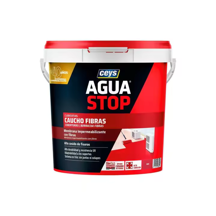Impermeabilizante de Caucho con Fibras CEYS Aguastop Rojo Alta Resistencia 5kg 903301 - 1