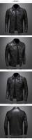 Chaqueta De Cuero Motorizado Para Hombre Talla Grande Con Bolsillos Cierre De Cremallera Negro Estilo Slim Fit Para Primavera Otoño - details 0