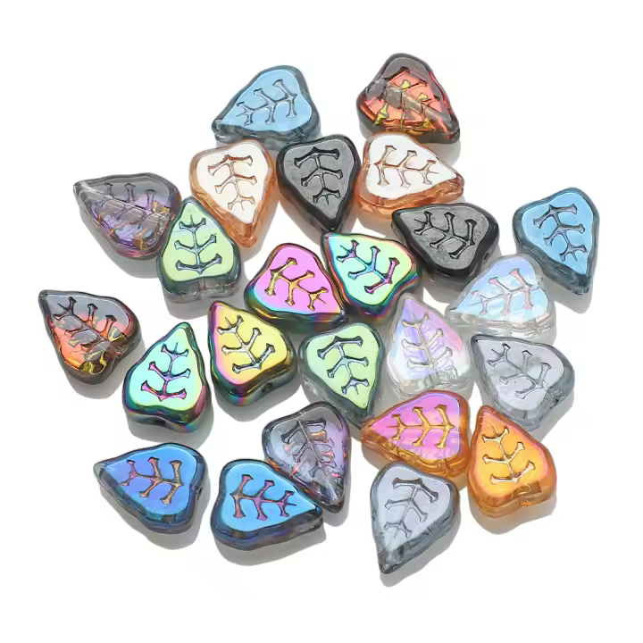 30Pcs/Lot Pendientes De Vidrio Hoja Nueva Con Pétalas De Cristal Forma De Hoja 8x10mm Para Creación De Joyería Accesorios Para Manualidades En Lote - 1