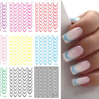 Set De 9 Piezas De Guías De Uñas Francesas Con Diseño De Colores Gradiente Adhesivas Para Decoración DIY Herramientas De Stencil - details 0