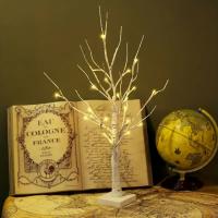 Luz De Árbol De Bricolaje Artificial USB Birch Tree 24 Pulgadas/60 Centímetros Para Decoración De Navidad Halloween Acción De Gracias Jardín - details 4