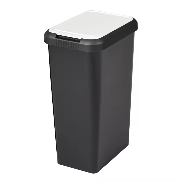Tontarelli Papelera Touch&lift 45L Negro con Tapa Blanca - Gran Capacidad - 1