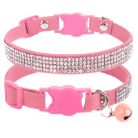 Collar De Gato De Cuero Suave Con Diamantes Bling Y Campana Seguridad Breakaway Ajustable Para Perros Y Gatos XS S Rosa - details 15