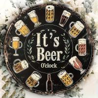 Cartel Redondo De Aluminio De 8" X 8" Con Imagen 'Es Hora De Cerveza' Para Decoración De Hogar Cocina Oficina O Garage Impresión HD - details 3