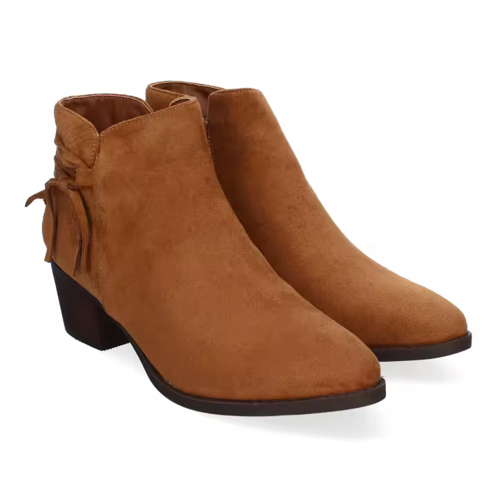 PuntoSalao Botines de vestir tacón medio cómodo para mujer color camel YG801 - 1