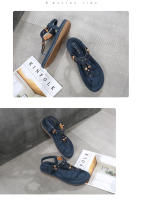 CA Sandalias de mujer de talla grande 2025 con tiras y diamantes de imitación, tacón plano y caña baja. - details 22