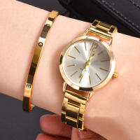 Reloj De Cuarzo Para Mujer Moda Sencilla Con Pulsera De Aleación Lujo Doble Pieza Reloj De Pulsera De Mujer Con Dial Sencillo - details 0