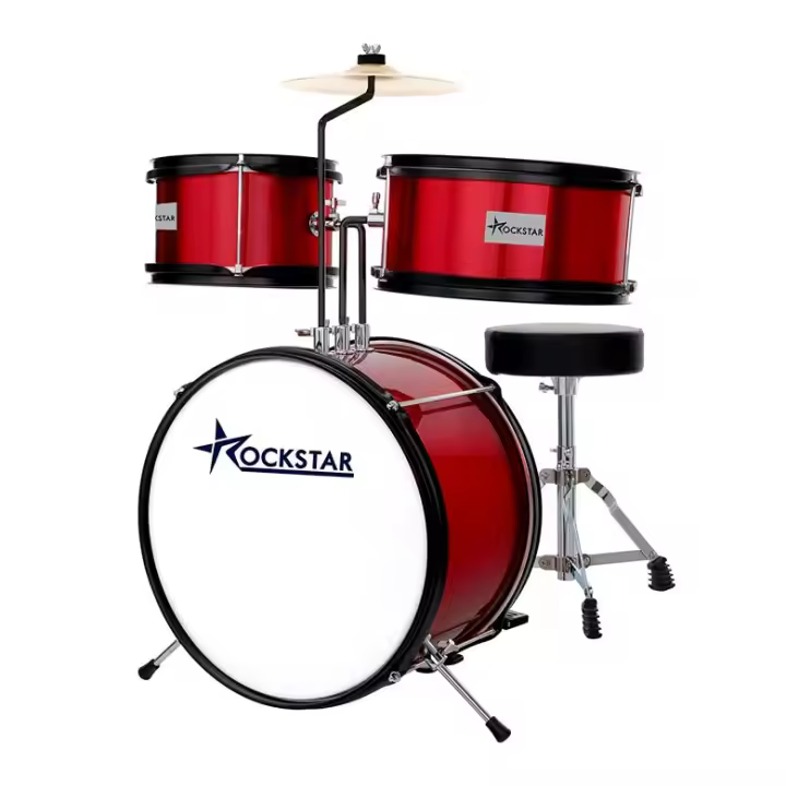 Batería para jóvenes Rockstar Music GC1043-WR, Kit Completo de Percusión en Color Rojo Vino - 1
