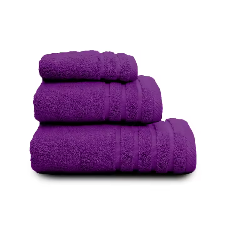 Juego Toallas Baño 500 Gr LISO - Rizo 100% Algodón - Pack 3 Piezas (Tocador+Lavabo+Ducha). Color Morado - Sedalinne - 1