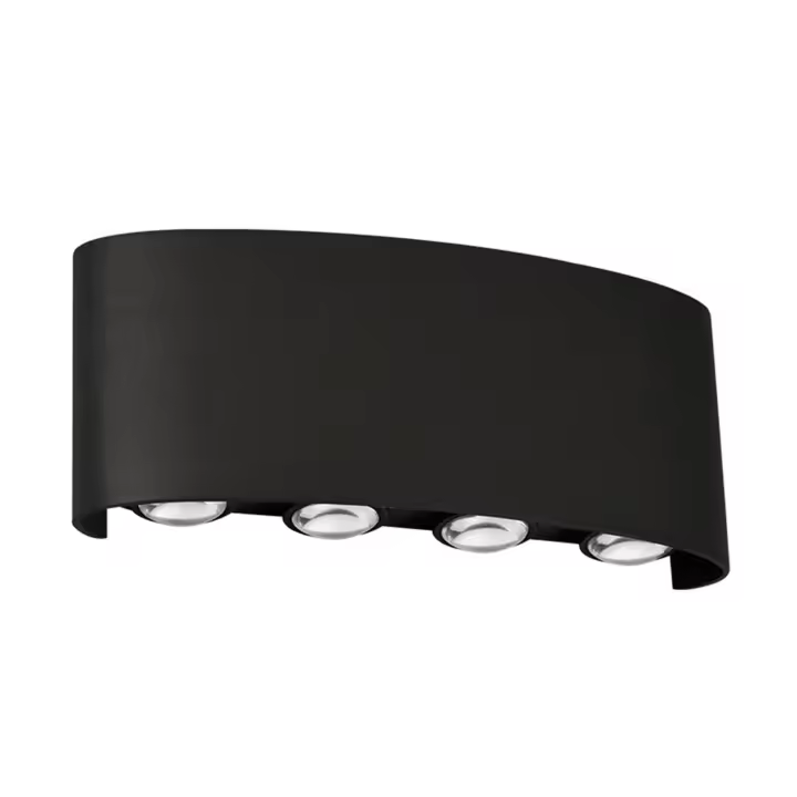 Luces Arriba y Abajo 8W 4000K Marco Negro 8 cuentas de lámpara IP65 Luces de pared LED impermeables para dormitorio Oficina Hotel - 1