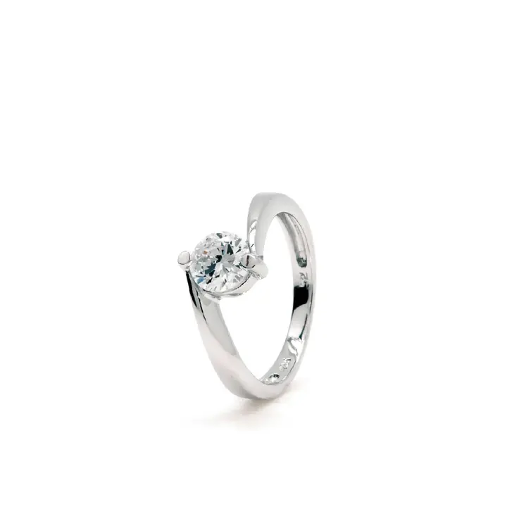 Anillo Solitario Lineargent Diseño Arqueado - 1