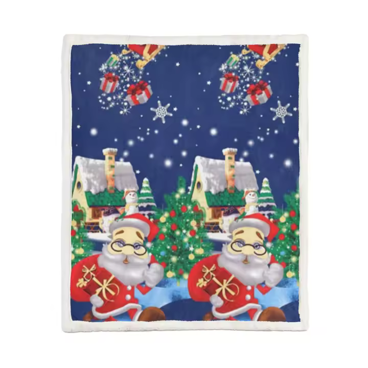 Manta de Navidad Reversible Sherpa-Franela para Sofá Cama, Sala de Estar - 150x190cm Suave y Lavable, Calidad - 1