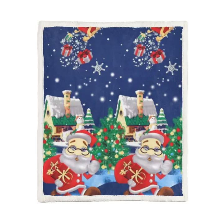 Manta de Navidad Reversible Sherpa-Franela para Sofá Cama, Sala de Estar - 150x190cm Suave y Lavable, Calidad - 1