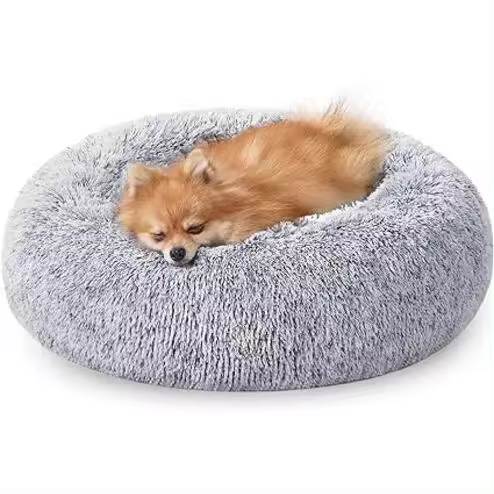 Cama de Perros Lavable y Muy Suave con Cojín Central - Diámetro de 50 cm - Color Gris - 1