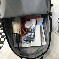 Mochila Estudiantil Negra De Gran Capacidad Estilo Harajuku Casual Para Hombres Y Mujeres Mochila Unisex De Calle Alta Ruta Bolsa De Viaje - details 18